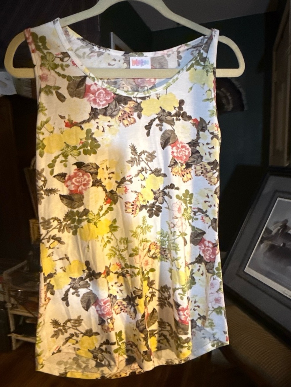 LuLaRoe Floral Yellow Pink Tank Top